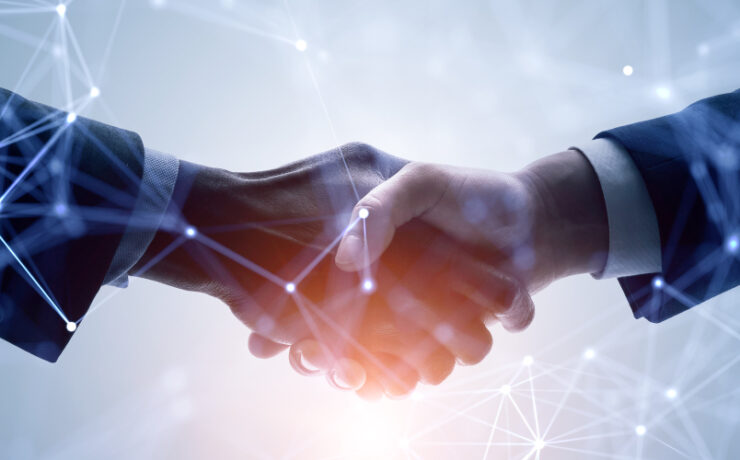 Business network concept. Customer support. Shaking hands.