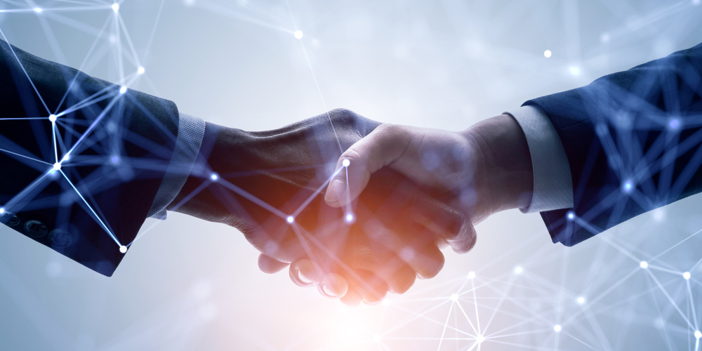 Business network concept. Customer support. Shaking hands.